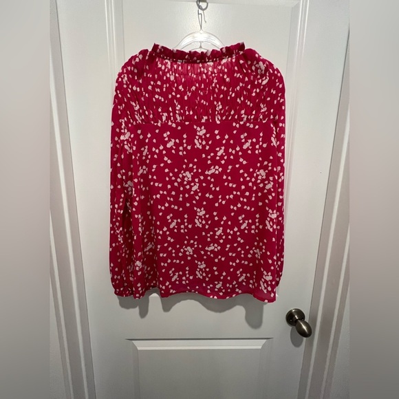 Like New Large Fuchsia and White Print Top Sheer with Lining - Picture 5 of 14